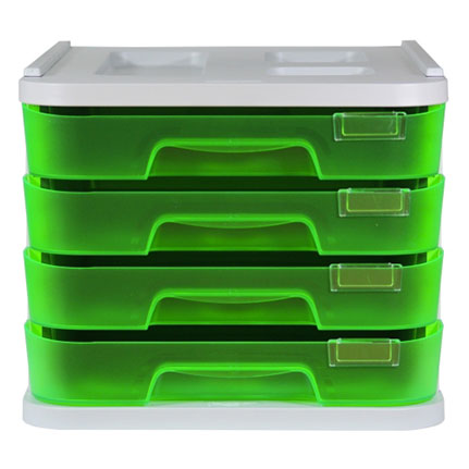 Corbeille à Courrier 3 étages Acrimet - Format A4, Plastique Vert Transparent, Bords Hauts, Rangement Bureau, Classeur