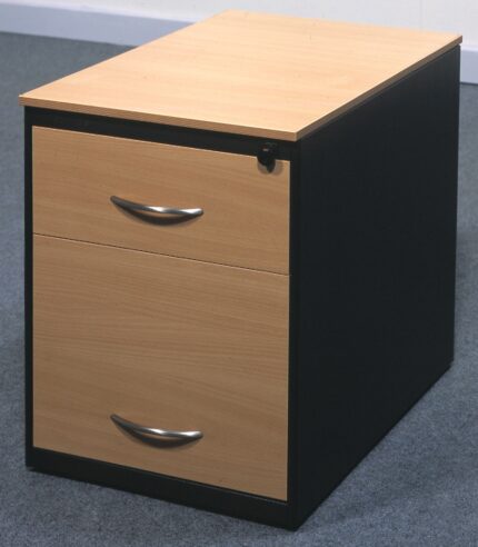 Caisson roulant à 2 tiroirs métal/bois [Fermeture centrale]