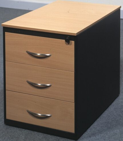 Caisson roulant à 3 tiroirs métal/bois [Fermeture centrale]