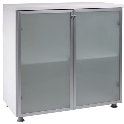 Elément de rangement bas à 2 portes vitrées cadre ALU