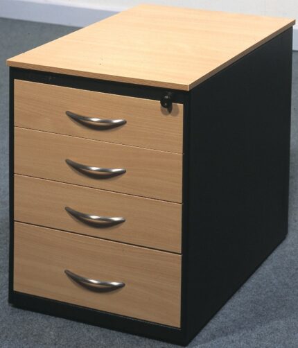 Caisson roulant à 4 tiroirs métal/bois [Fermeture centrale]